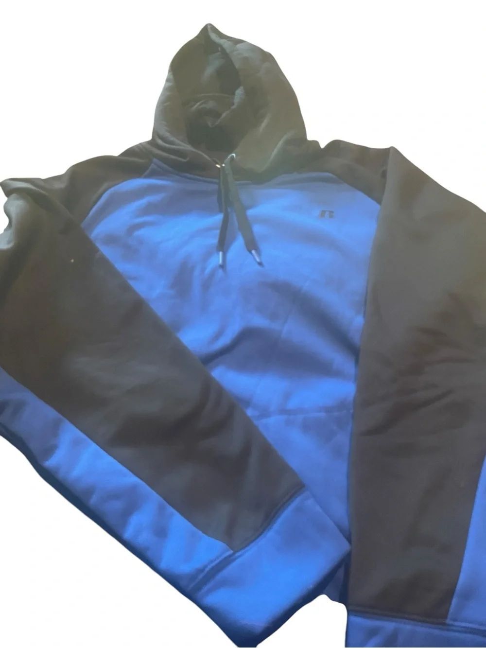 Russell Athletic Royal Blue and Black Hooded Pullover XL never worn